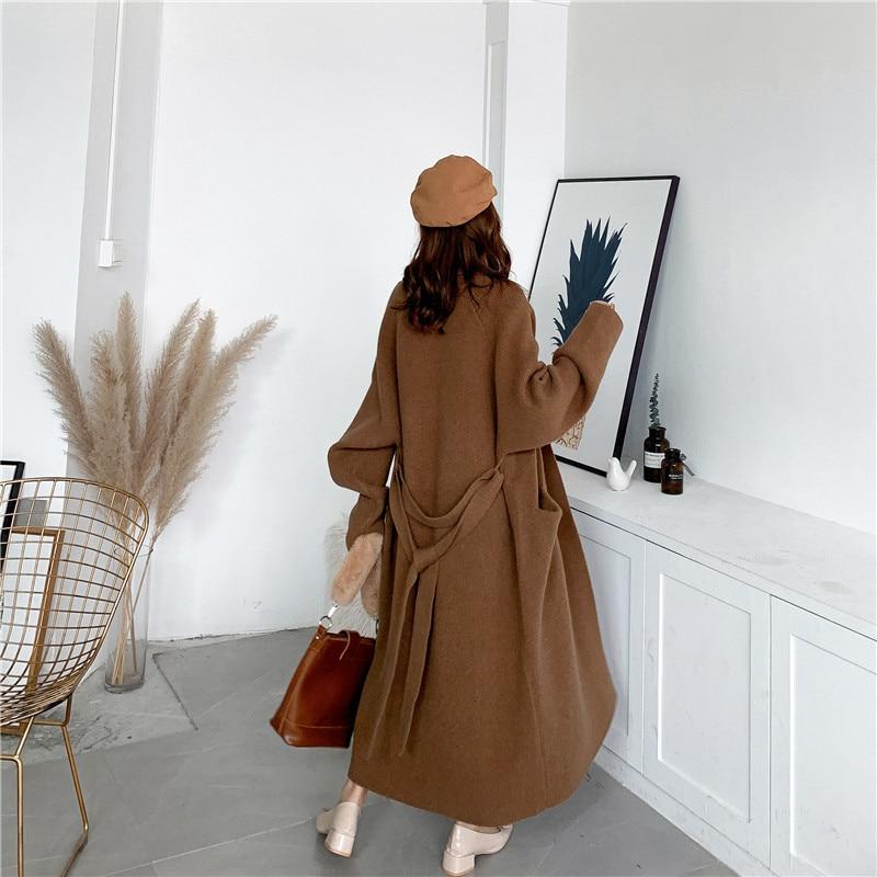 Attractive Knitted Long Cardigan With Belt and Pockets - Lively & Luxury