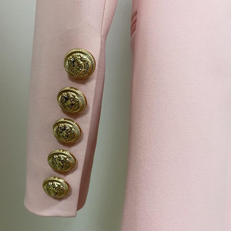 Baroque Designer Dress Long Sleeve Satin Collar Double Breasted Lion Buttons - Lively & Luxury