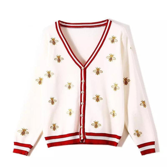 Bee Embroidery Knitted Cardigan - Lively & Luxury