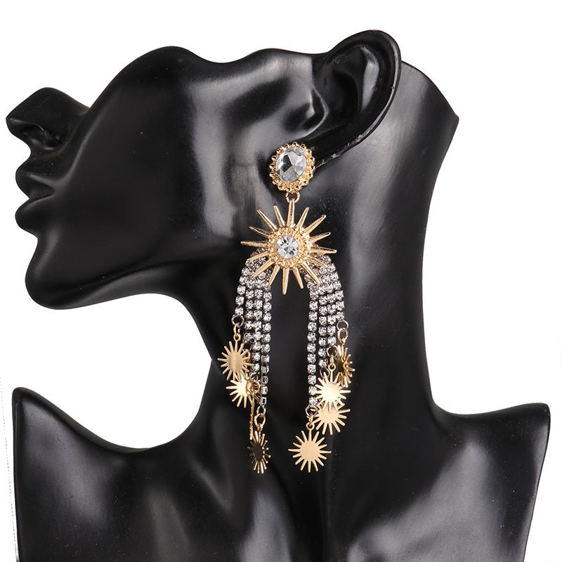 Big Crystal Long Drop Tassel Earrings - Lively & Luxury