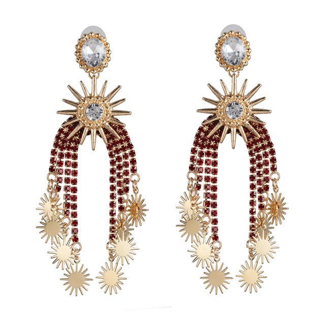 Big Crystal Long Drop Tassel Earrings - Lively & Luxury