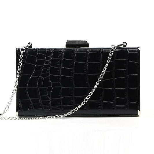 Black Fashion Crocodile Chain Messenger Bag - Lively & Luxury