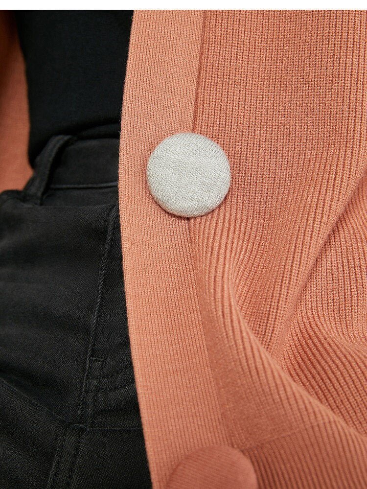Casual V-neck Loose Contrast Buttons Knitted Cardigan - Lively & Luxury