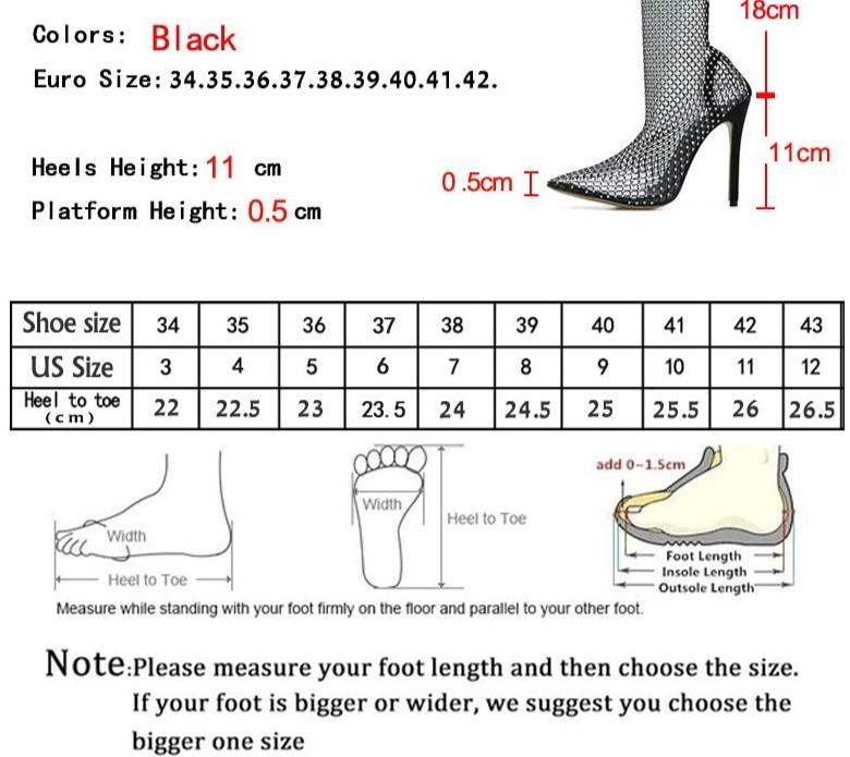 Crystal Rhinestone Mesh Stretch Fabric Sock High Heels Boots - Lively & Luxury
