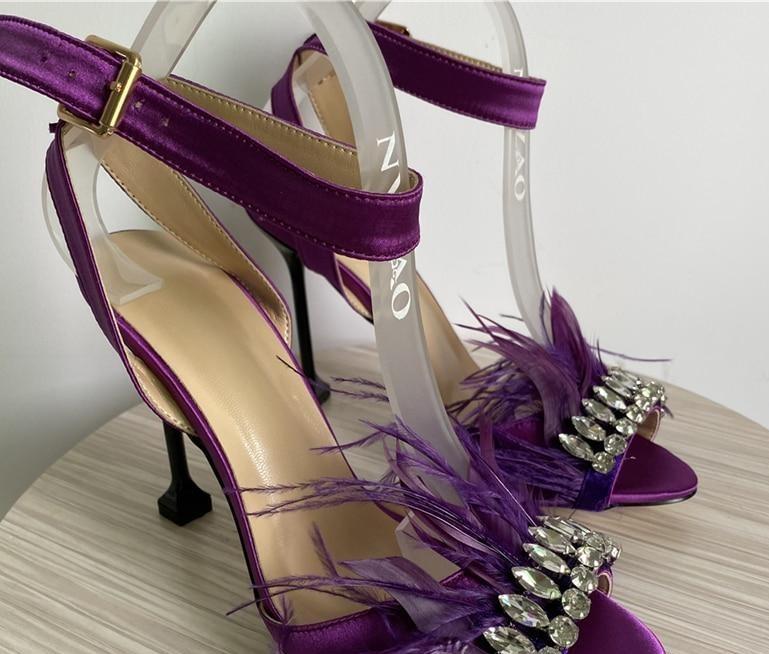 Dazzling Feather High Heels Sandals - Lively & Luxury