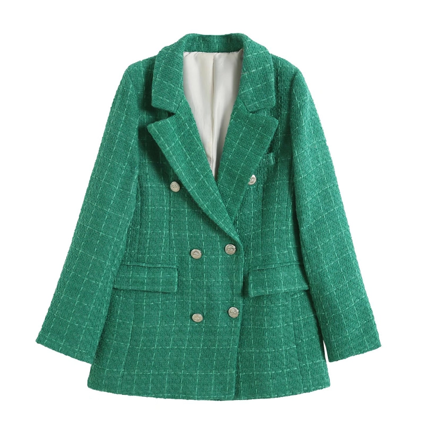 Double Breasted Houndstooth Blazer - Lively & Luxury
