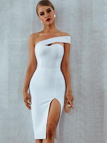 Elegant Body-con Bandage Sexy One Shoulder Runway Party Dresses - Lively & Luxury