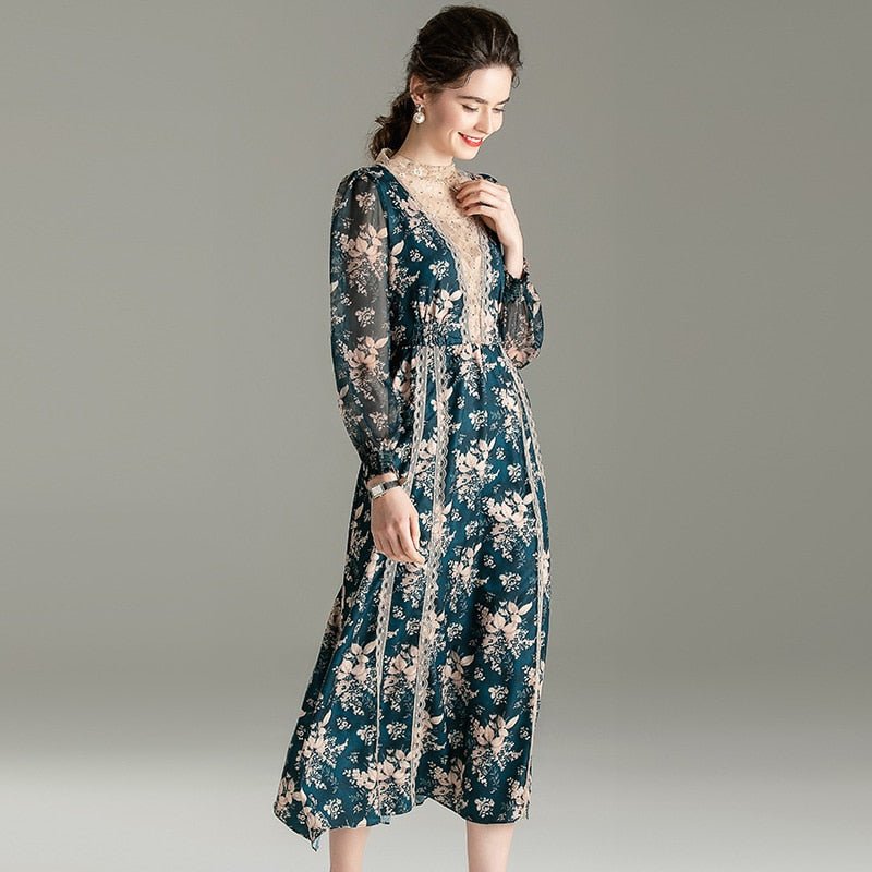 Elegant Bubble Sleeve Lace Dress - Lively & Luxury