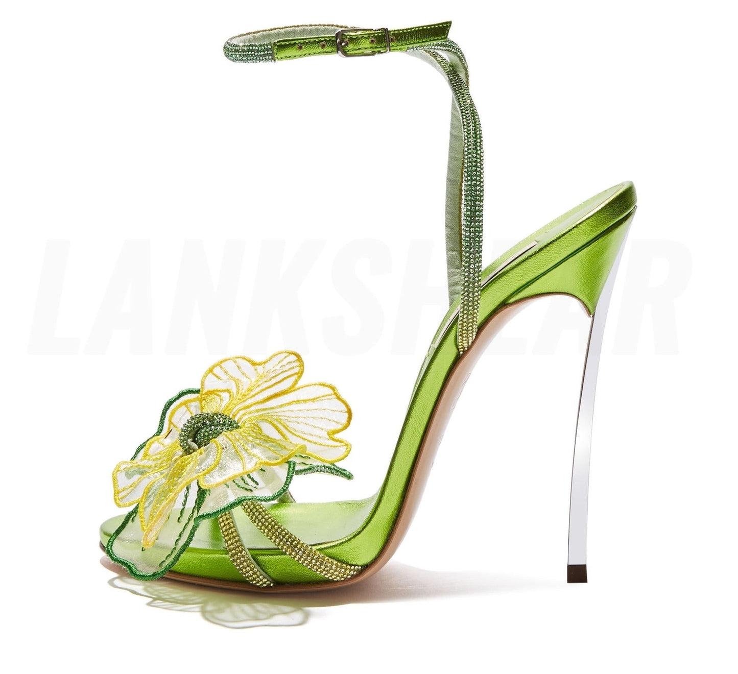 Floral Embellished Stiletto Ankle Strap Sandals - Lively & Luxury