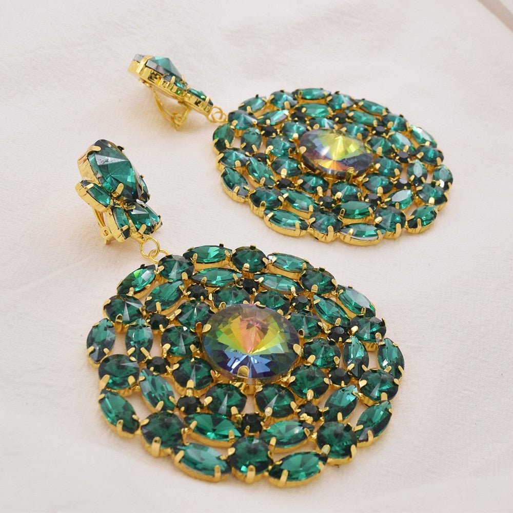 Gorgeous 12cm Clip-on Round Dangle Earrings - Lively & Luxury