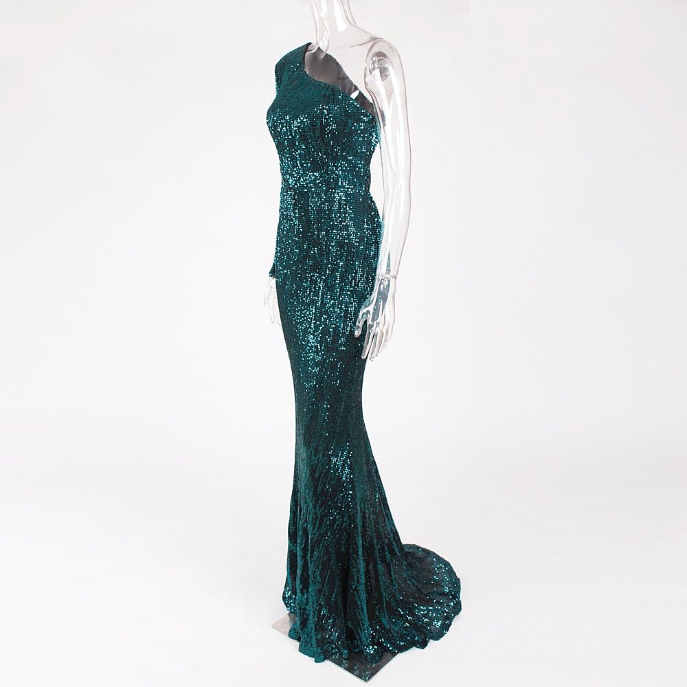 Gorgeous One Shoulder Sequin Night Gown - Lively & Luxury