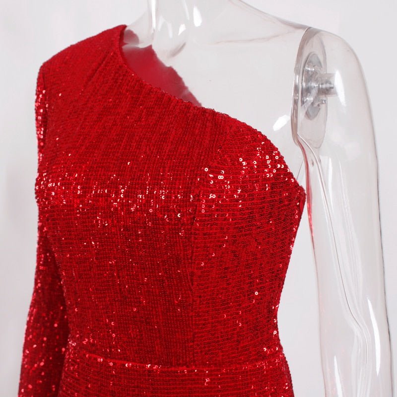 Gorgeous One Shoulder Sequin Night Gown - Lively & Luxury