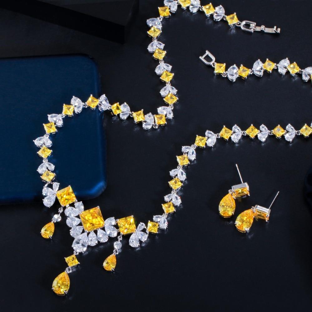 Gorgeous Yellow Cubic Zirconia Stone Water Drop Jewelry Set - Lively & Luxury
