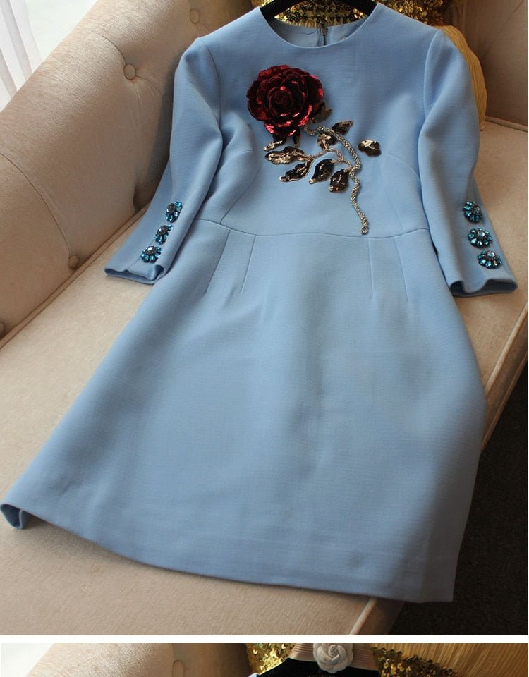 High-End Customized Sequinned Rose Beaded Dress - Lively & Luxury