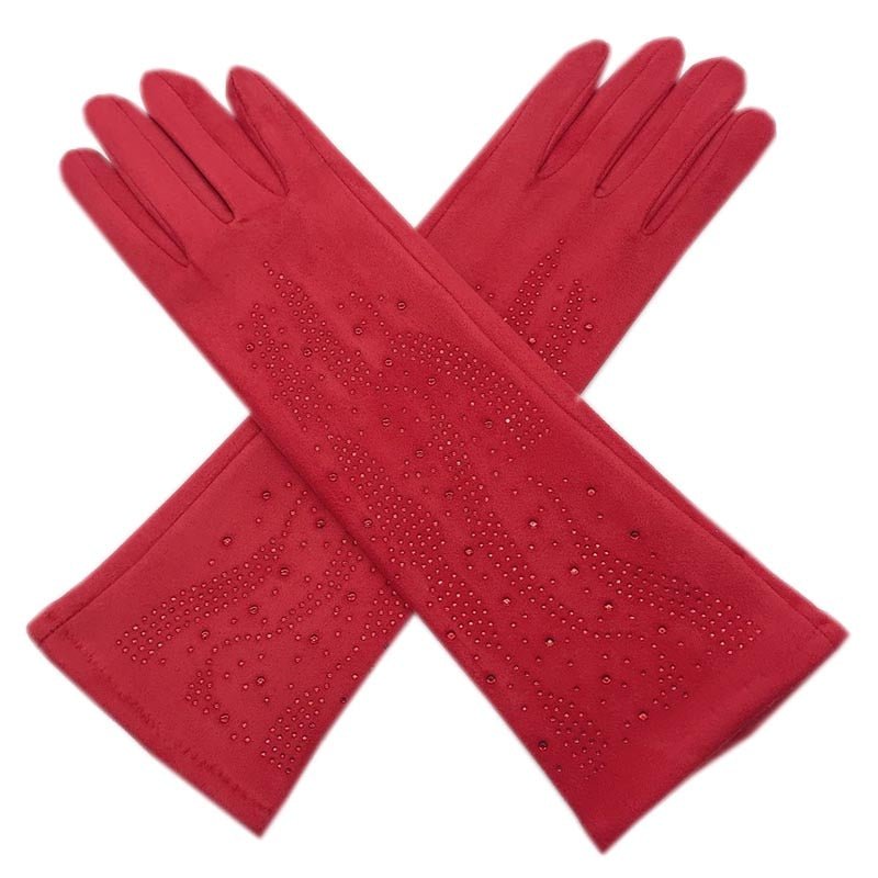 Long Buttons Suede Touch Gloves - Lively & Luxury