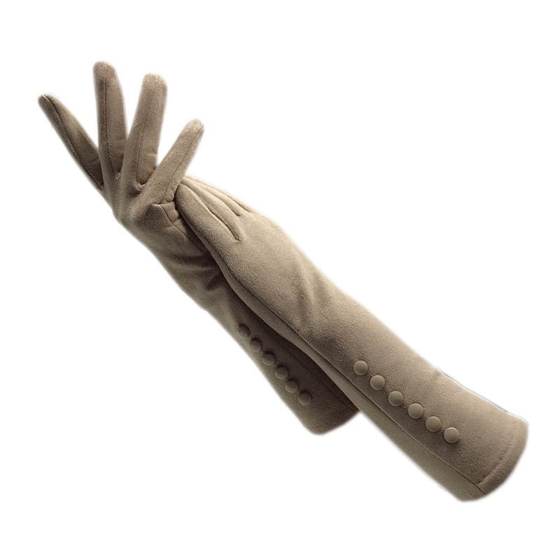 Long Buttons Suede Touch Gloves - Lively & Luxury