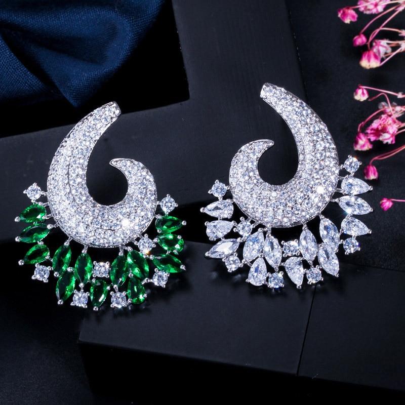 Luxury Cubic Zirconia Big Flower Brand Stud Earrings - Lively & Luxury