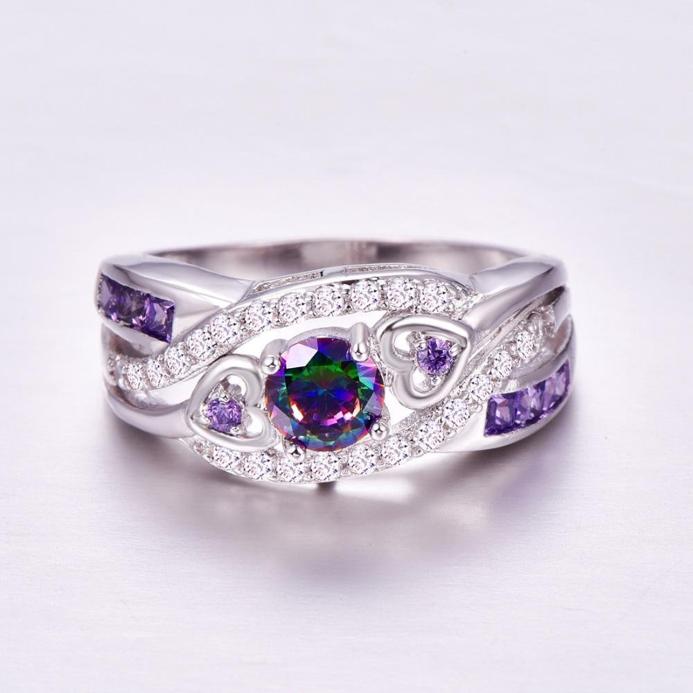 Multicolor & Purple White Silver Color Ring - Lively & Luxury