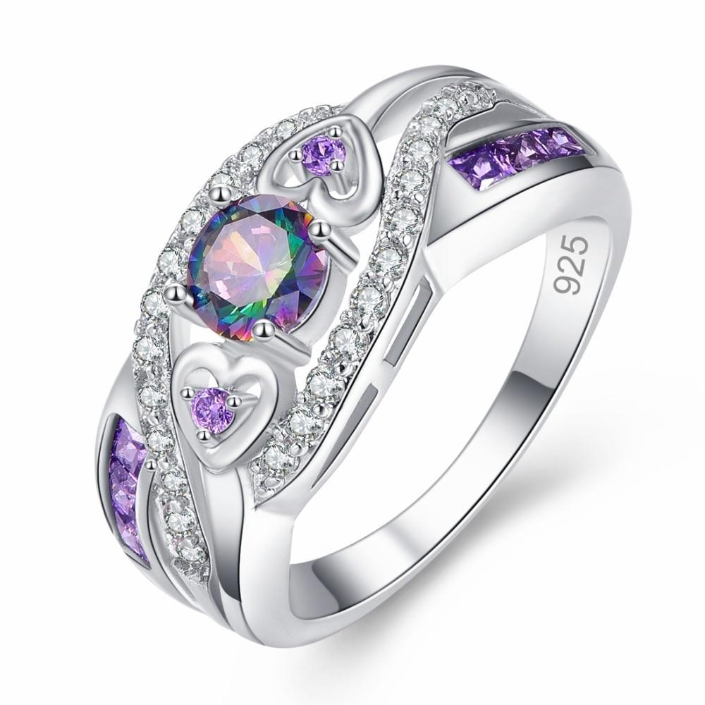 Multicolor & Purple White Silver Color Ring - Lively & Luxury