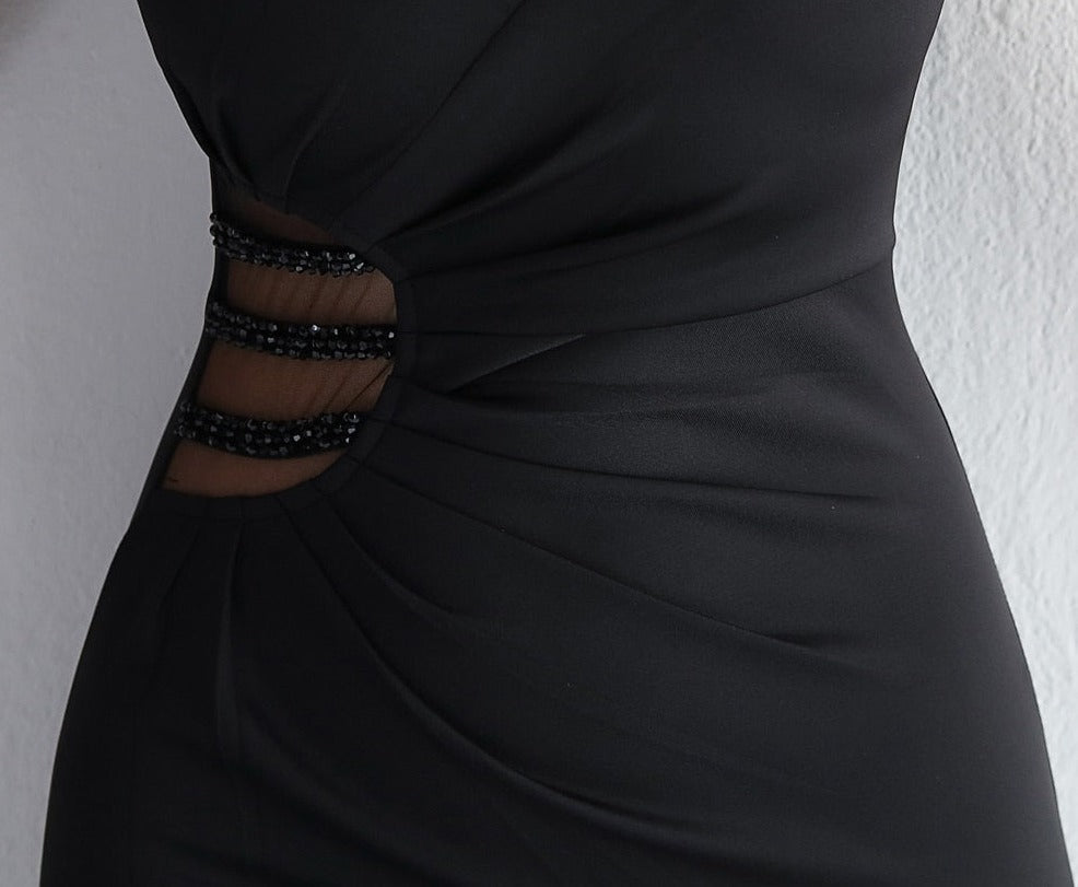 One Shoulder Sexy Split Beaded Dress - Lively & Luxury