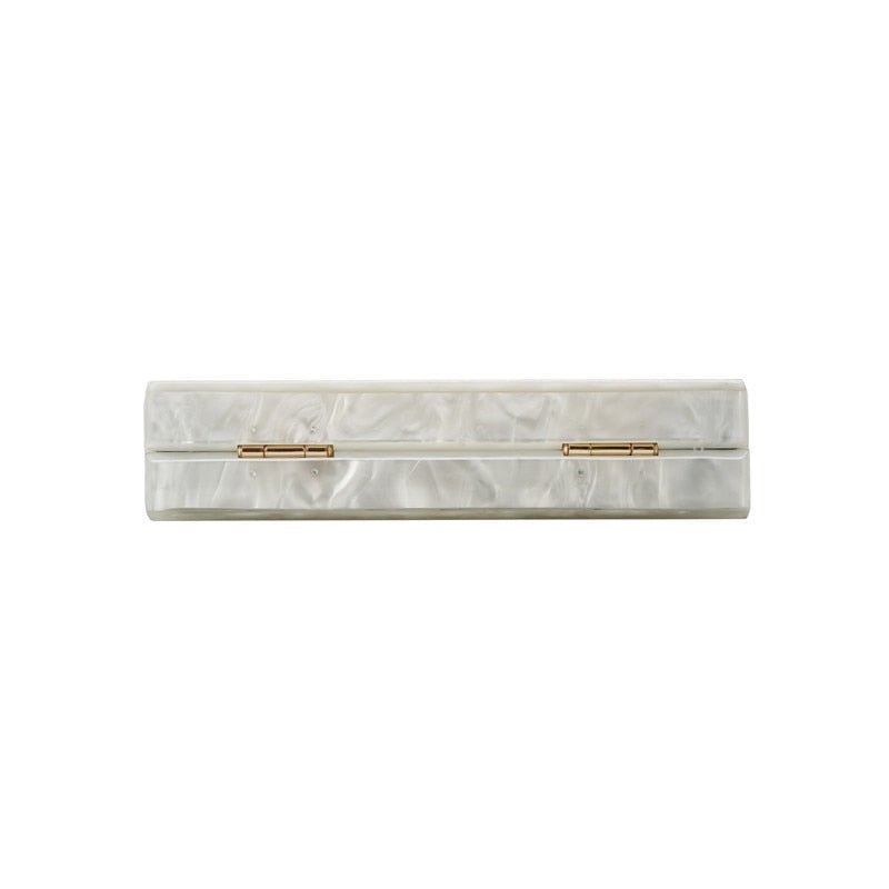 Pearl white striped beige Acrylic Box Clutch - Lively & Luxury