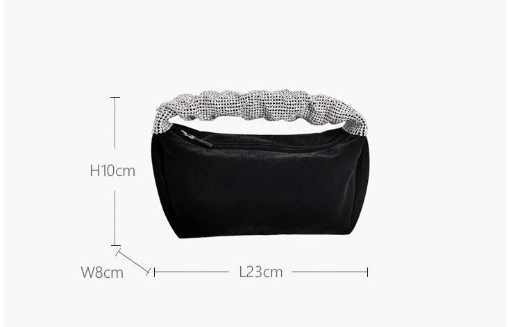 Rhinestones Fold Handle Velvet Handbag - Lively & Luxury