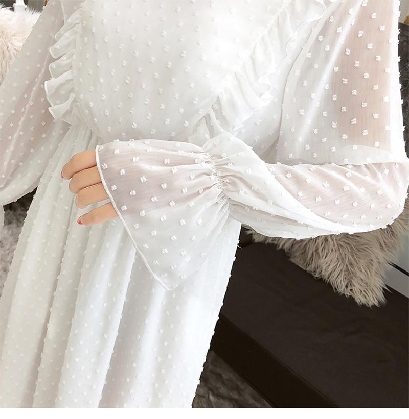 Ruffles Polka Dot Chiffon Dress Elastic Waist Flare Sleeve - Lively & Luxury