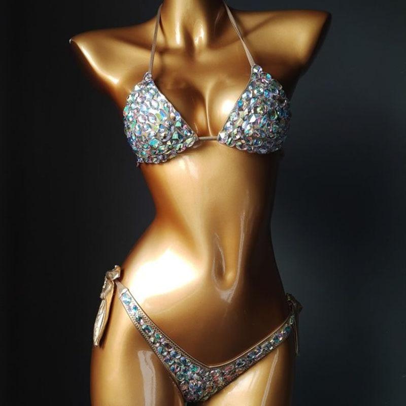 Sexy Diamond Bikini Set Push Up Rhinestone Stones Swimsuit - Lively & Luxury