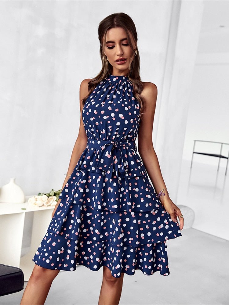 Sexy Sleeveless Polka Dot Print Dress - Lively & Luxury