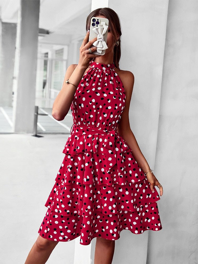 Sexy Sleeveless Polka Dot Print Dress - Lively & Luxury