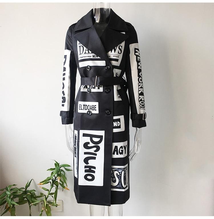 Stylish Long Letters Printing High Street Coat - Lively & Luxury