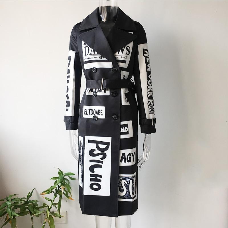 Stylish Long Letters Printing High Street Coat - Lively & Luxury