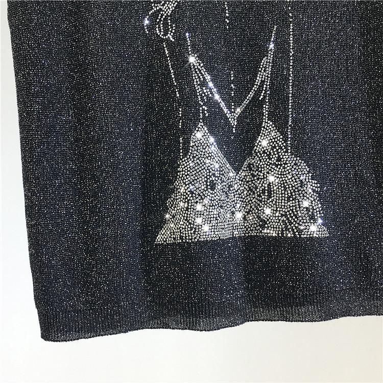 Summer Breath Thin Bright Silk Knitted Rhinestones Sleeveless Top - Lively & Luxury