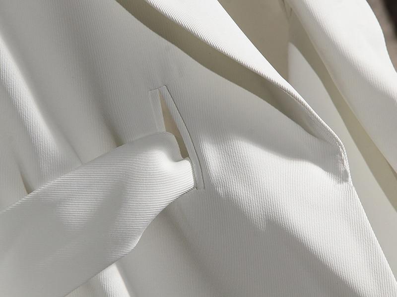 White Long Sleeve Blazer Wide Leg Pants Sets - Lively & Luxury
