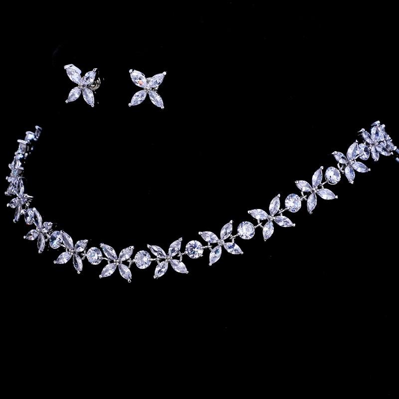 Zircons Stunning Crystal Necklace and Earrings Luxury Bridal Set - Lively & Luxury